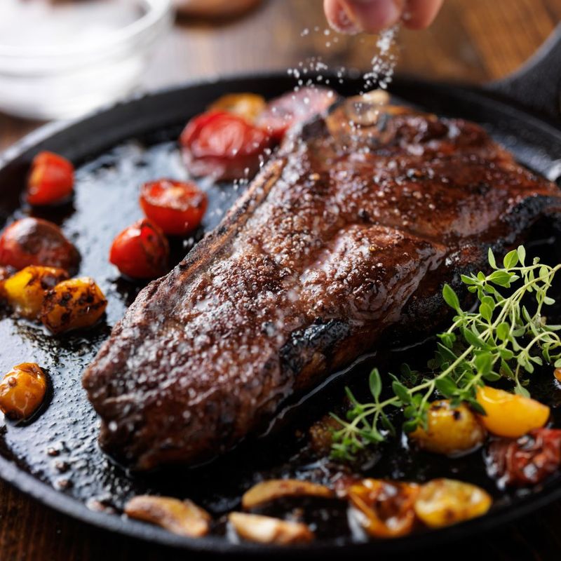 A searing kobe NY strip steak