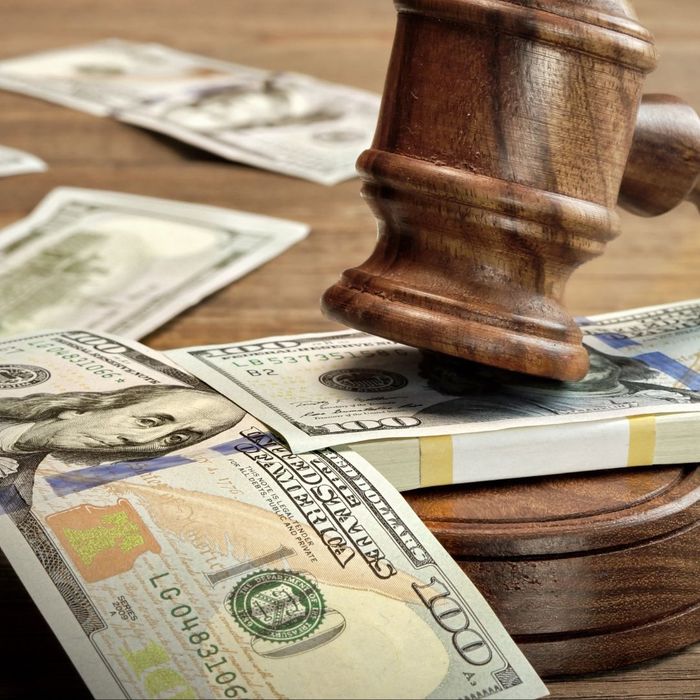 Gavel and cash money,
