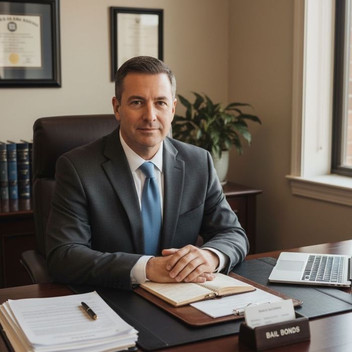 bail bond agent sitting at his desk bail bond agent sitting at his desk