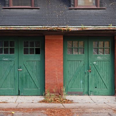 green sliding barn doors