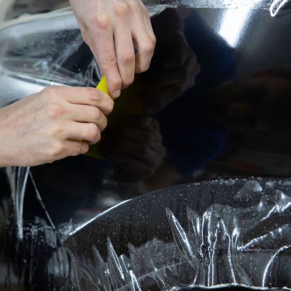 person applying paint protection film