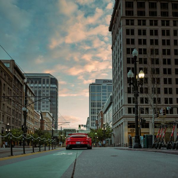 car driving down street in Salt Lake City