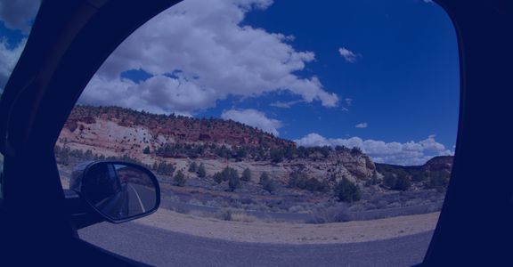 Utah landscape outside a car window