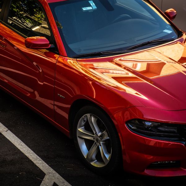 parked red car parked red car