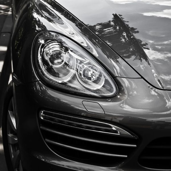 shiny black sports car