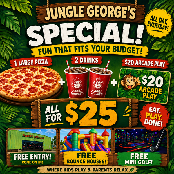 Jungle George’s $25 Family Fun Deal, Promotional Image