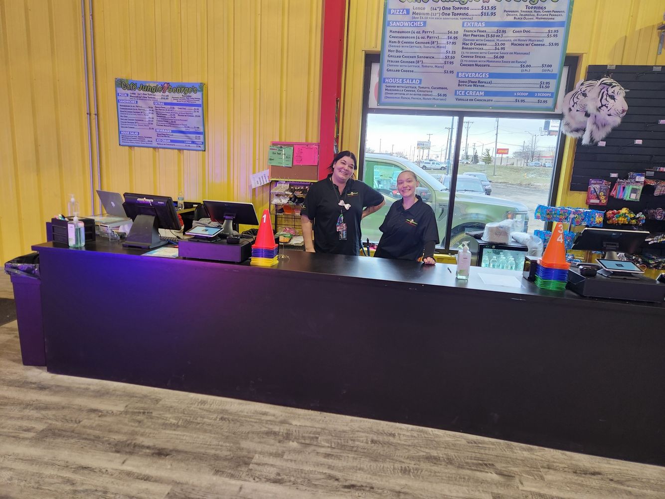 Front desk staff at Jungle George’s indoor playground in Fort Wayne