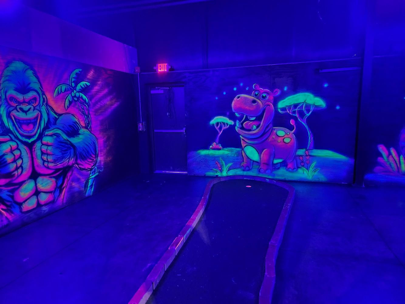 Glow-in-the-dark mini golf at Jungle George’s in Fort Wayne