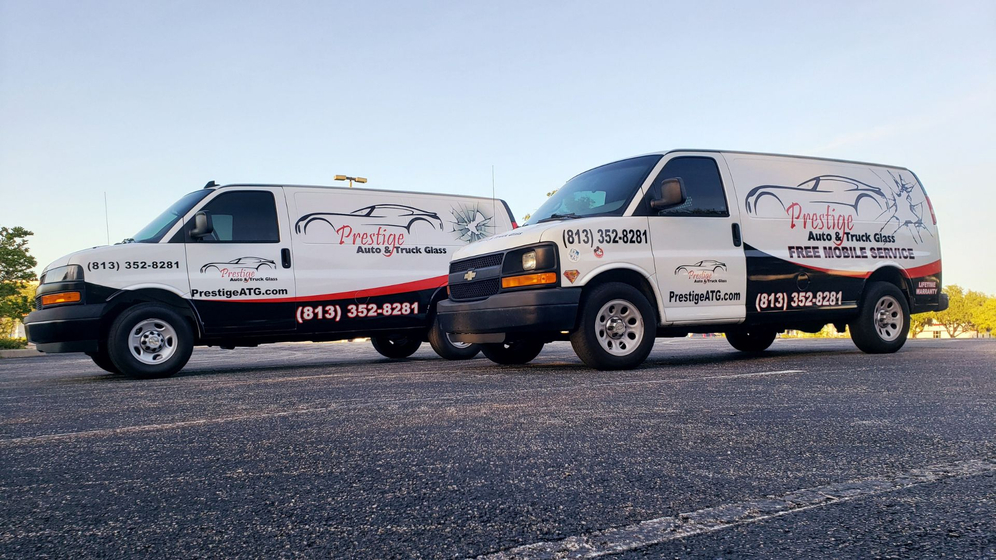 two Prestige Auto & Truck Glass vans two Prestige Auto & Truck Glass vans