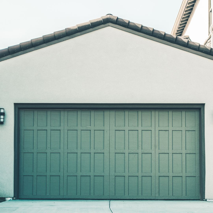 garage with green doors
