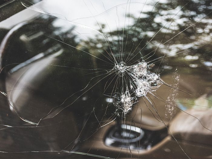 Car with major glass damage