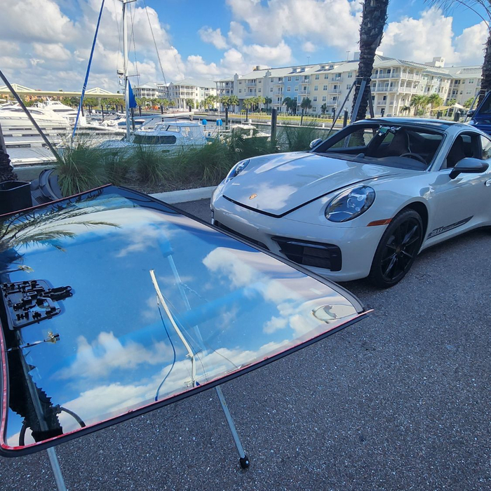 Prestige replacing Porsche windshield Prestige replacing Porsche windshield