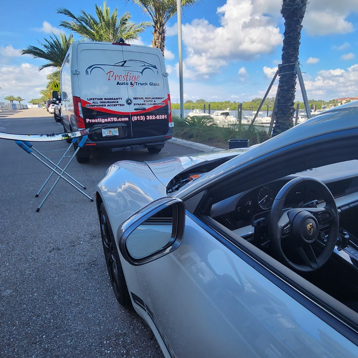 Prestige replacing Porsche windshield Prestige replacing Porsche windshield