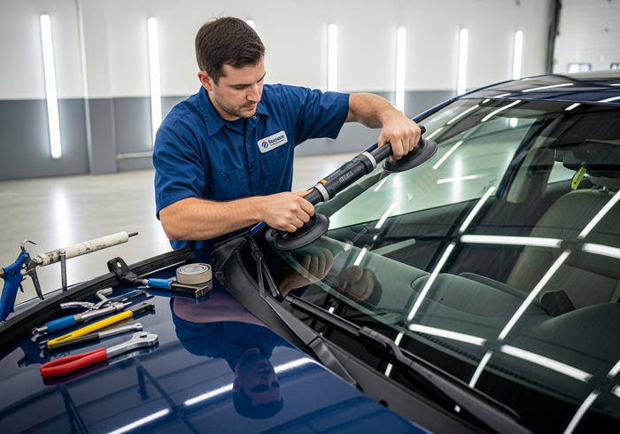 Professional Windshield Replacement in Wesley Chapel, FL for a vehicle with damaged front auto glass