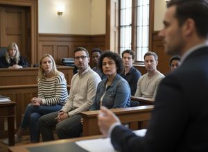 Lawyer talking in a court case with the jury in focus What Is a Jury Trial in California? | Law Office of Brendan Barrett