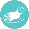 icon of a roll of carpet and a clock