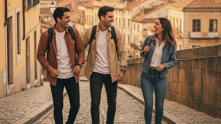 happy travelers in Europe