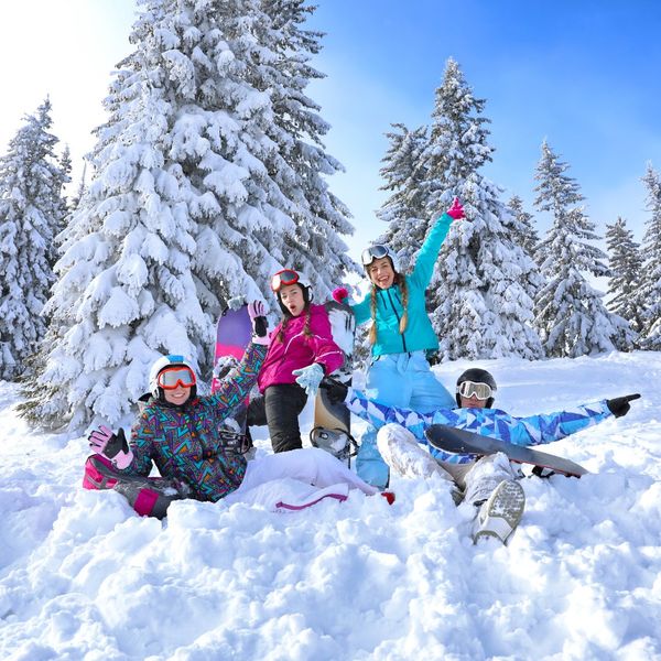 family at ski resort