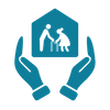 icon of hands surrounding icons of older couple