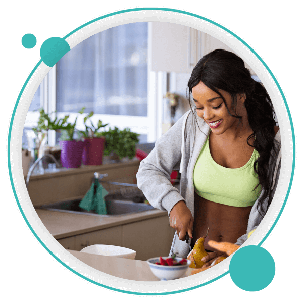 healthy woman preparing nutritious food