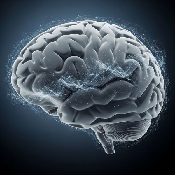 Abstract representation of a brain with connecting lines, symbolizing cognitive and emotional processes.