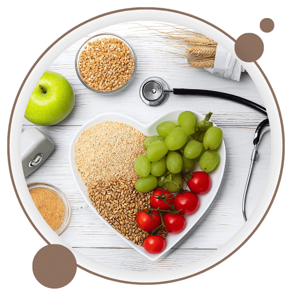 plate of healthy fruits and grains 