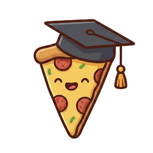 pizza with graduation hat 