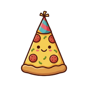 pizza with birthday hat