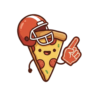 pizza with football helmet 