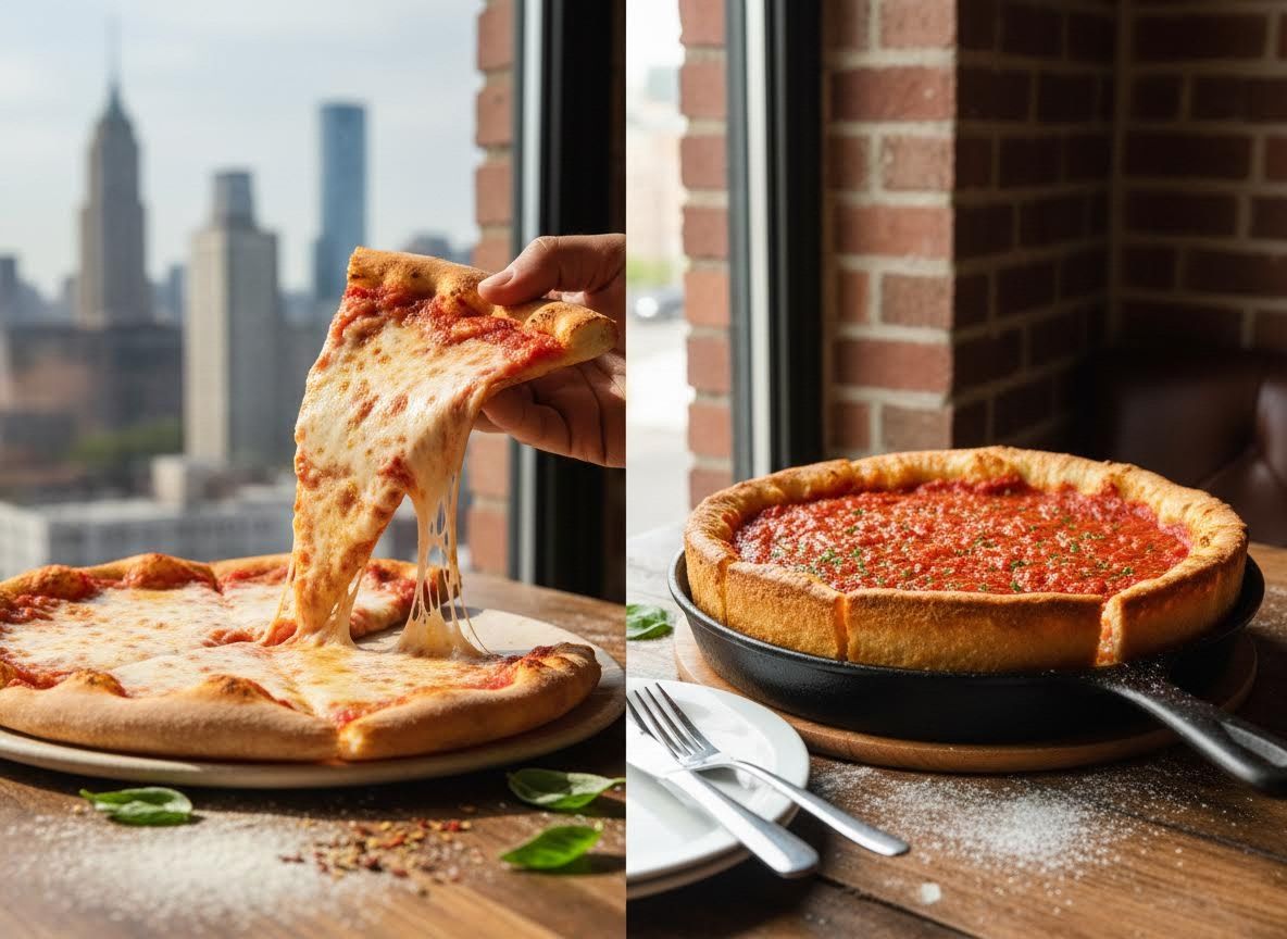 New York and Chicago Pizza Styles
