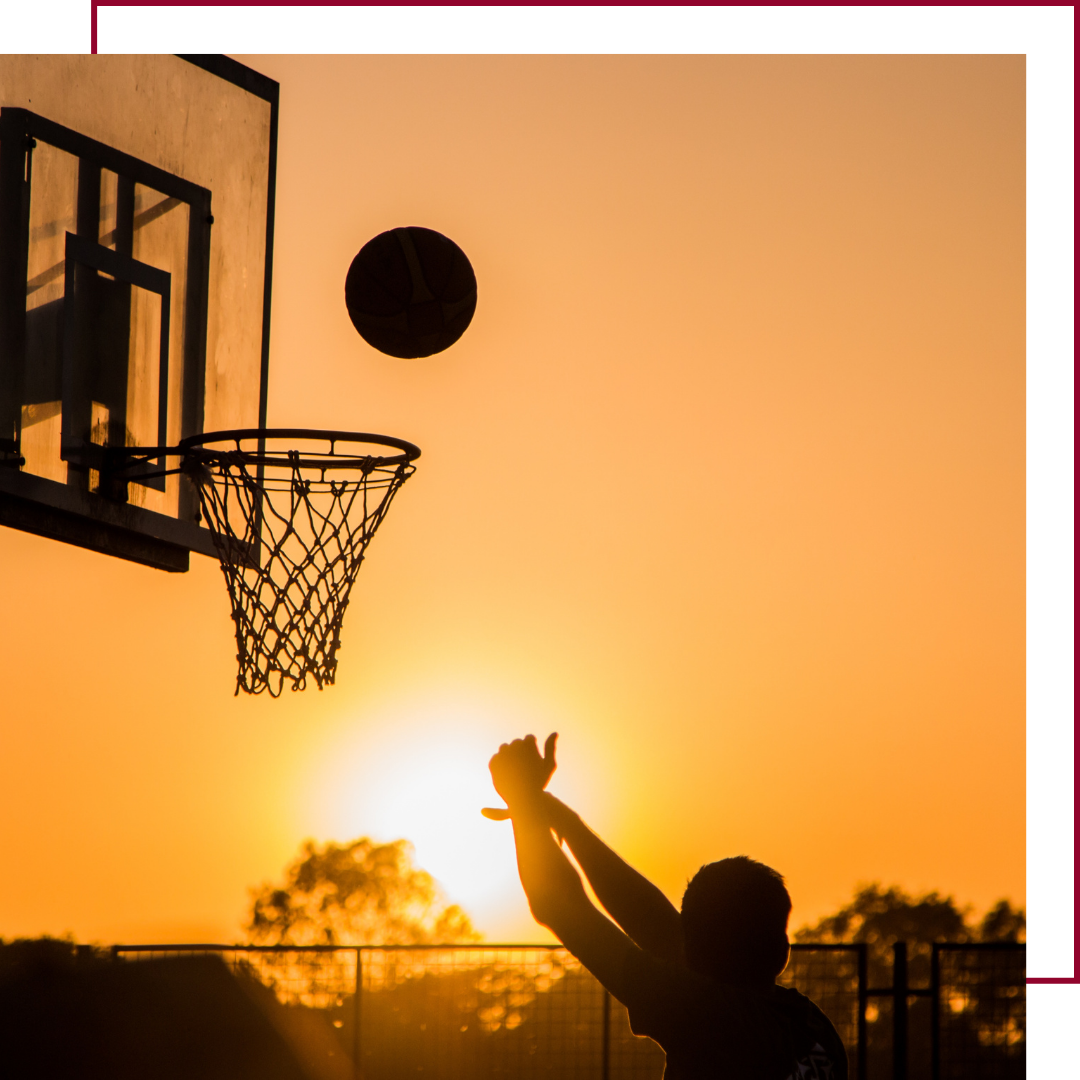 basketball at sunset