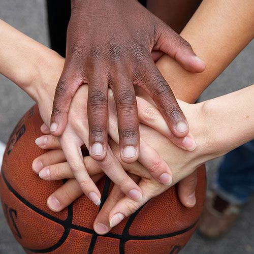 hands on basketball