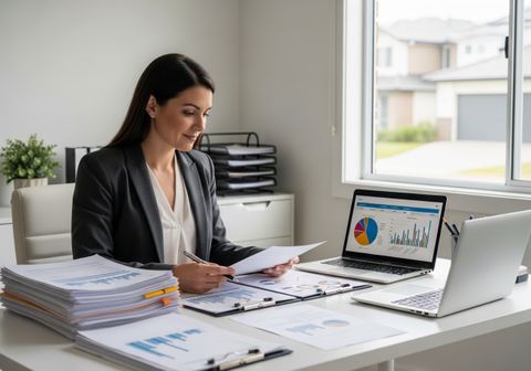Businesswoman Analyzing Data