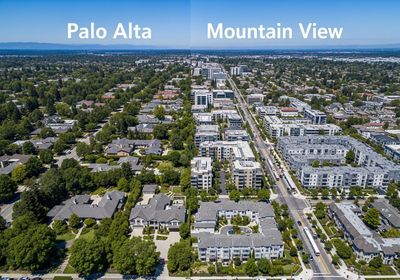 Aerial view of Palo Alto and Mountain View, California