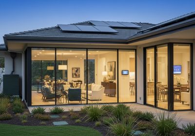 Modern Home Exterior at Dusk