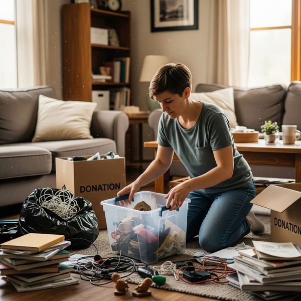 Removing clutter in living room