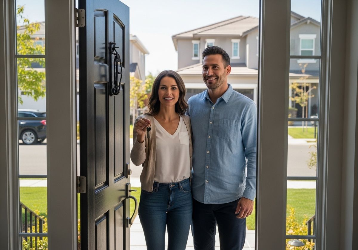 Couple Holding Keys to New Home