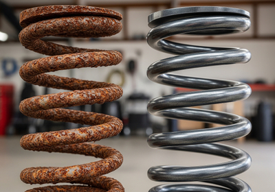 Comparison of New and Rusted Metal Springs