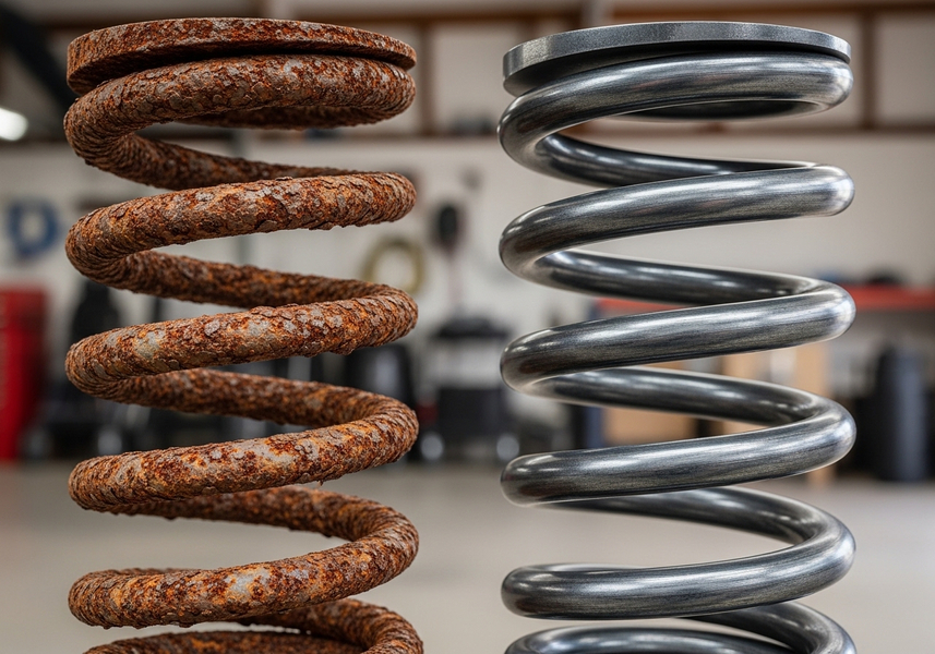 Comparison of New and Rusted Metal Springs
