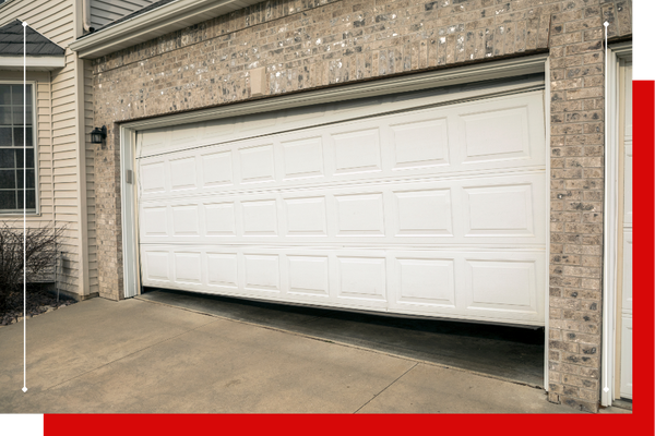 a broken garage door