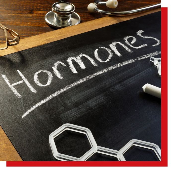 "hormones" written on chalkboard