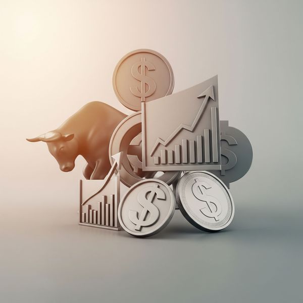 Various financial symbols coming together representing mutual funds or diversified portfolios. Various financial symbols coming together representing mutual funds or diversified portfolios.