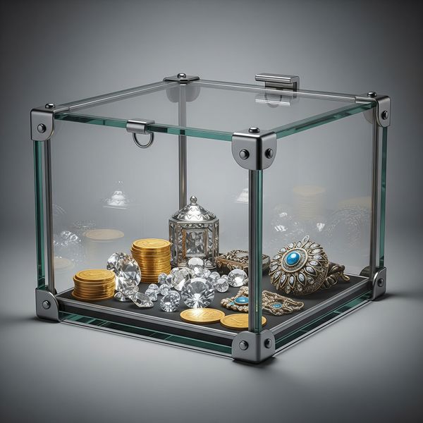 Professional image of a secure, transparent glass box containing valuable items, symbolizing a trust. Professional image of a secure, transparent glass box containing valuable items, symbolizing a trust.