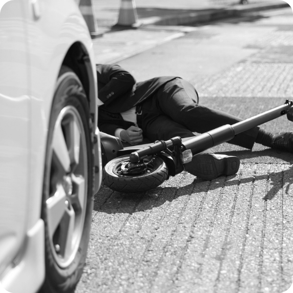 car accident with a biker on the road car accident with a biker on the road