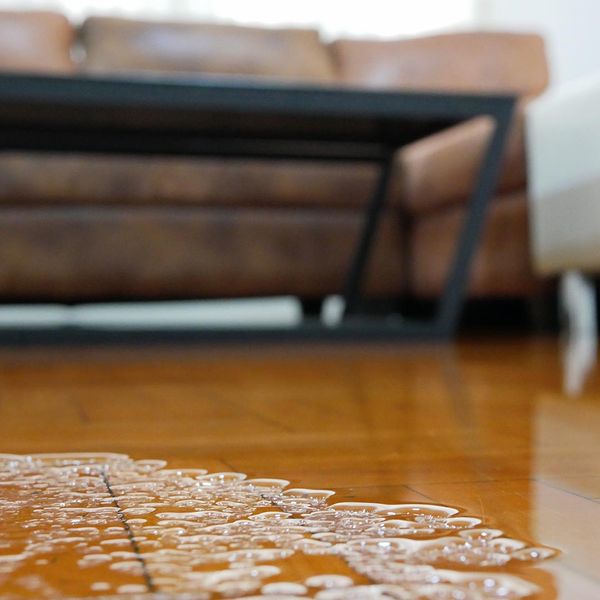 Water damage on hardwood floor