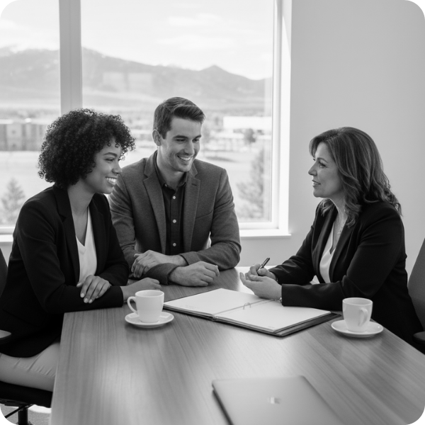 couple talking to an insurance agent about life insurance