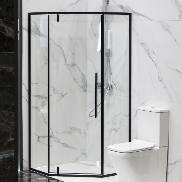 Shower with glass surrounding