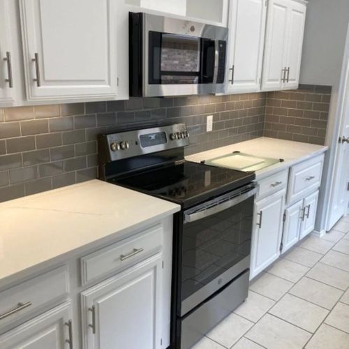 remodeled section of white kitchen