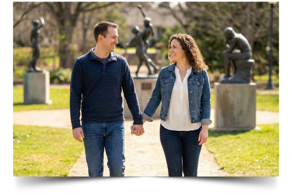 Happy Couple walking on a path