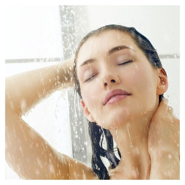 washing hair in shower